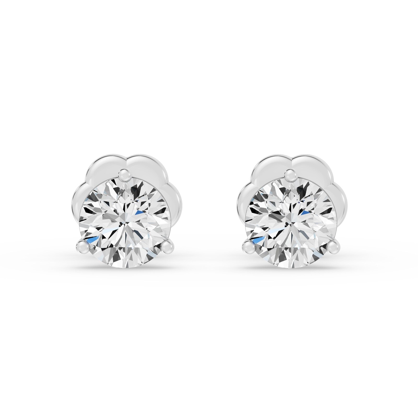 18K White Gold 3 Prong 1.50cttw Diamond Stud Earrings