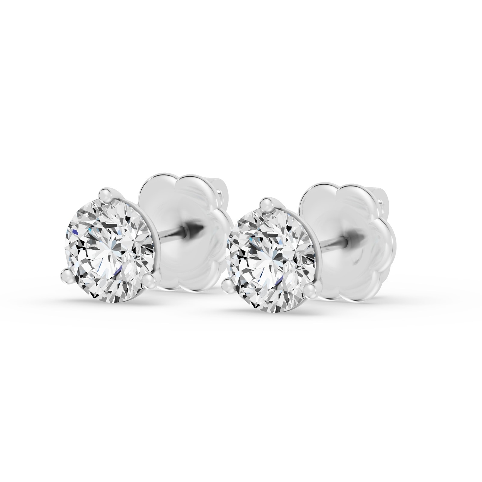 18K White Gold 3 Prong 1.50cttw Diamond Stud Earrings
