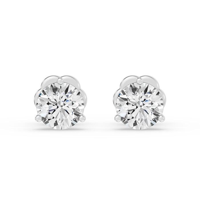 18K White Gold 3 Prong 2.00cttw Diamond Stud Earrings