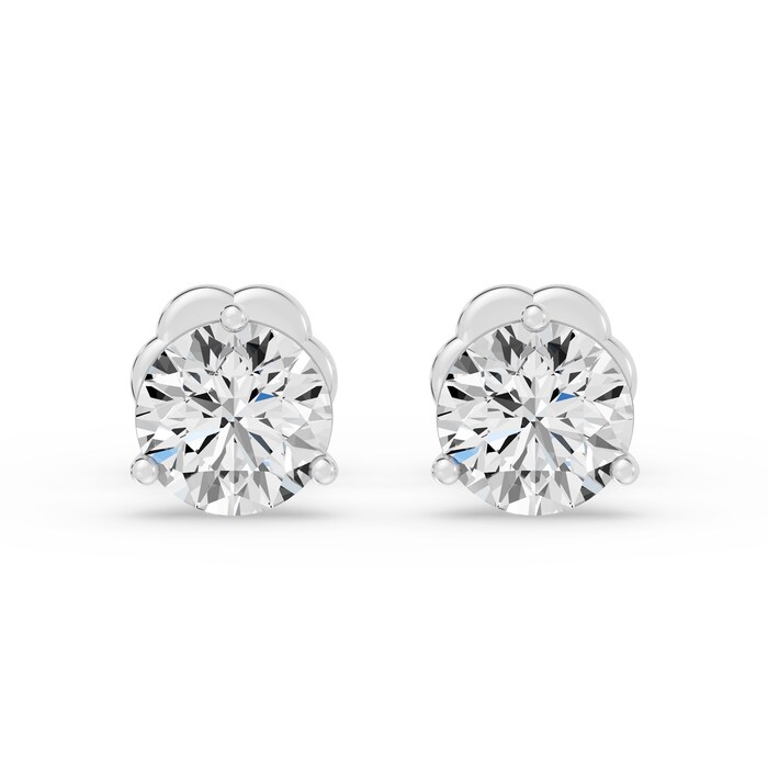 18K White Gold 3 Prong 2.50cttw Diamond Stud Earrings