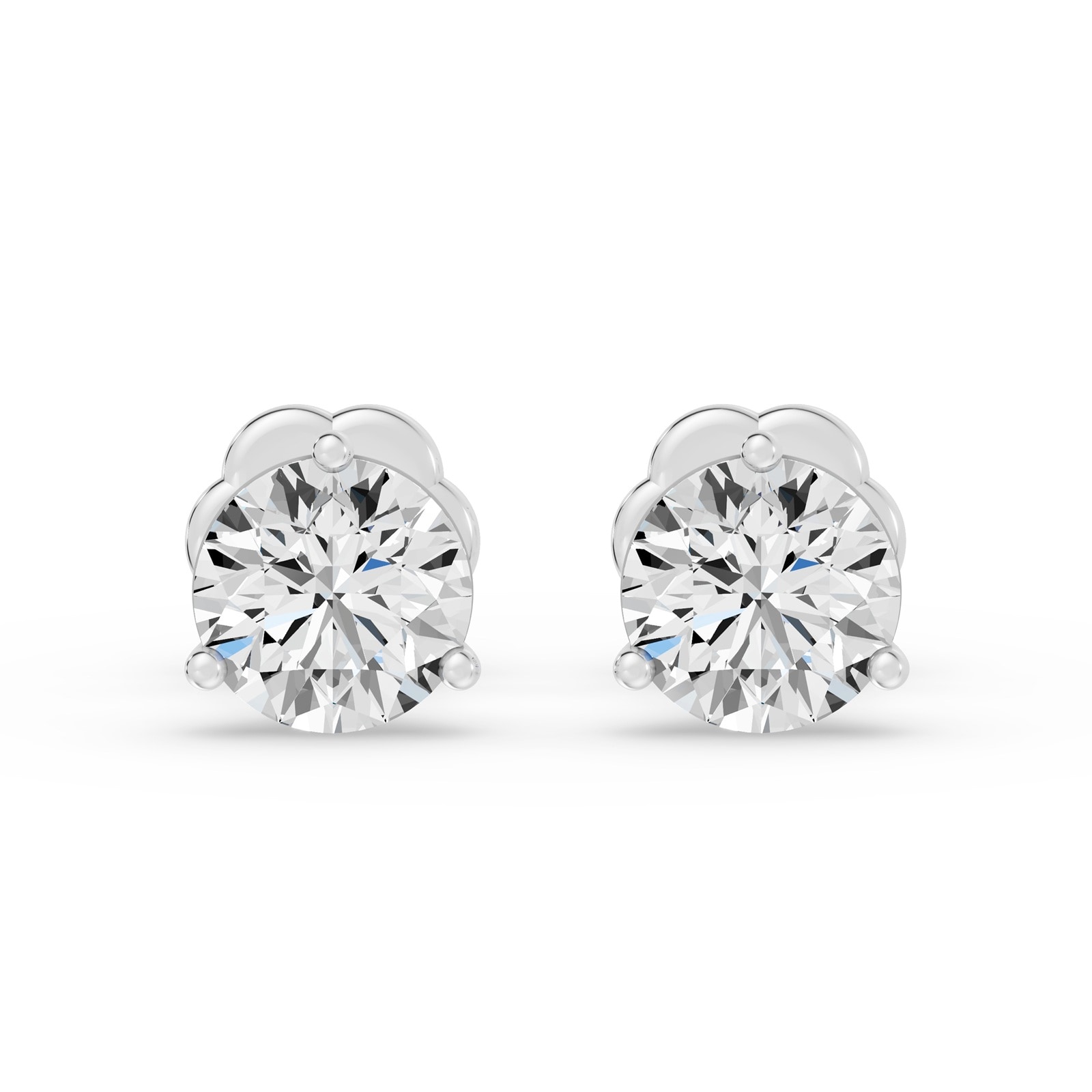 18K White Gold 3 Prong 2.50cttw Diamond Stud Earrings