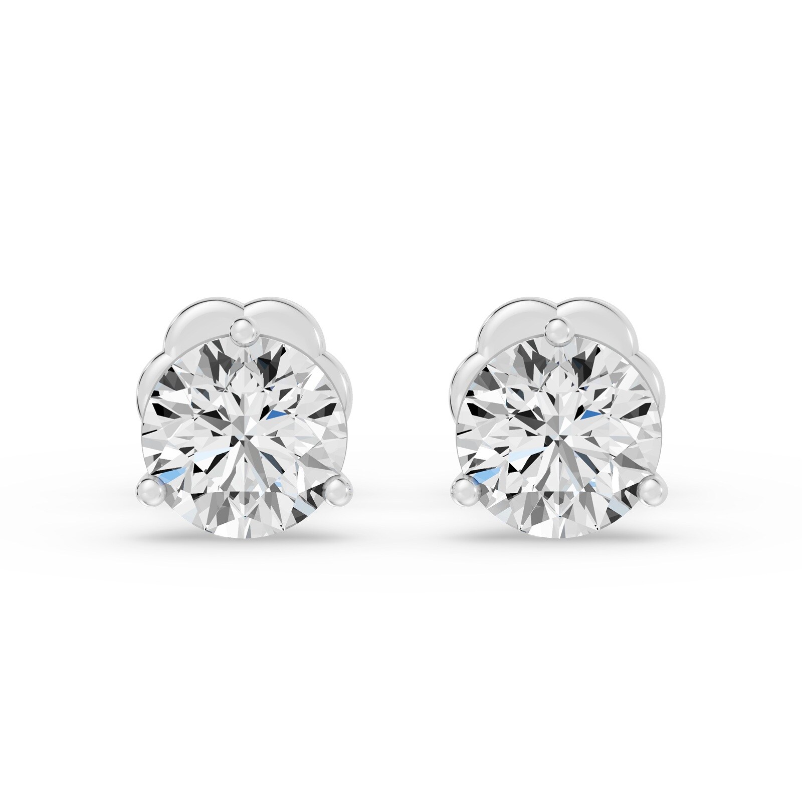 18K White Gold 3 Prong 2.50cttw Diamond Stud Earrings