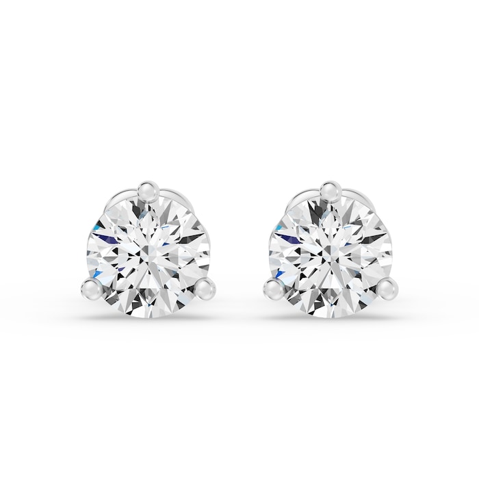 18K White Gold 3 Prong 3.00cttw Diamond Stud Earrings