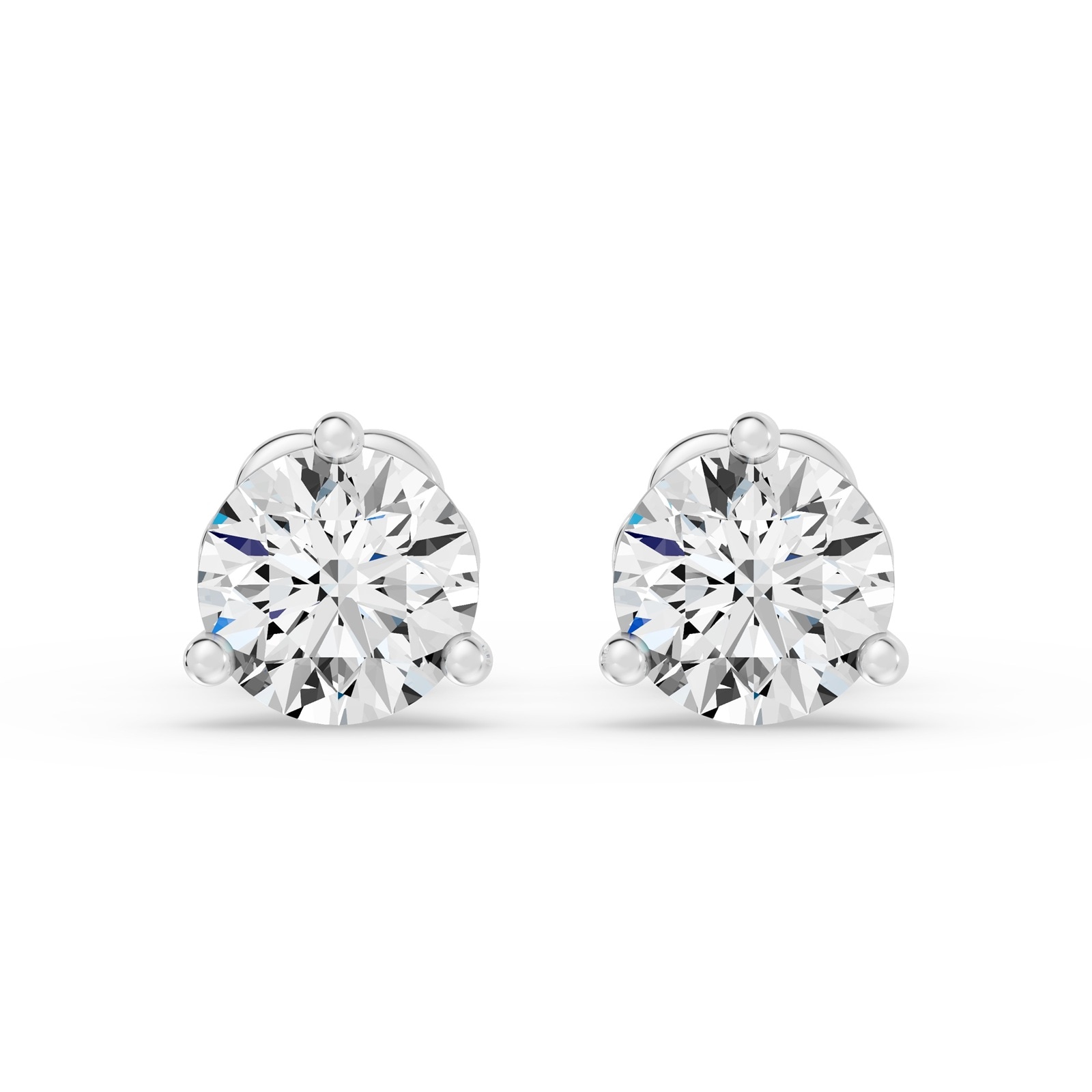 18K White Gold 3 Prong 3.00cttw Diamond Stud Earrings