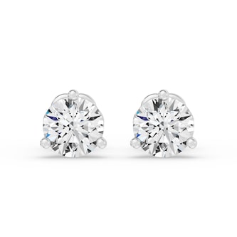  18K White Gold 3 Prong 3.00cttw Diamond Stud Earrings