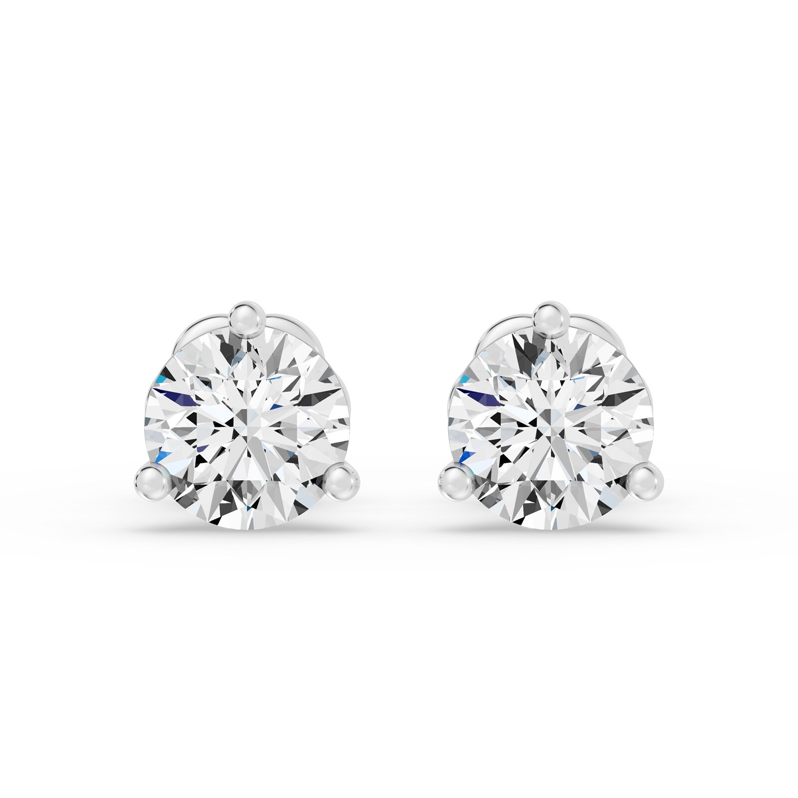 18K White Gold 3 Prong 3.00cttw Diamond Stud Earrings