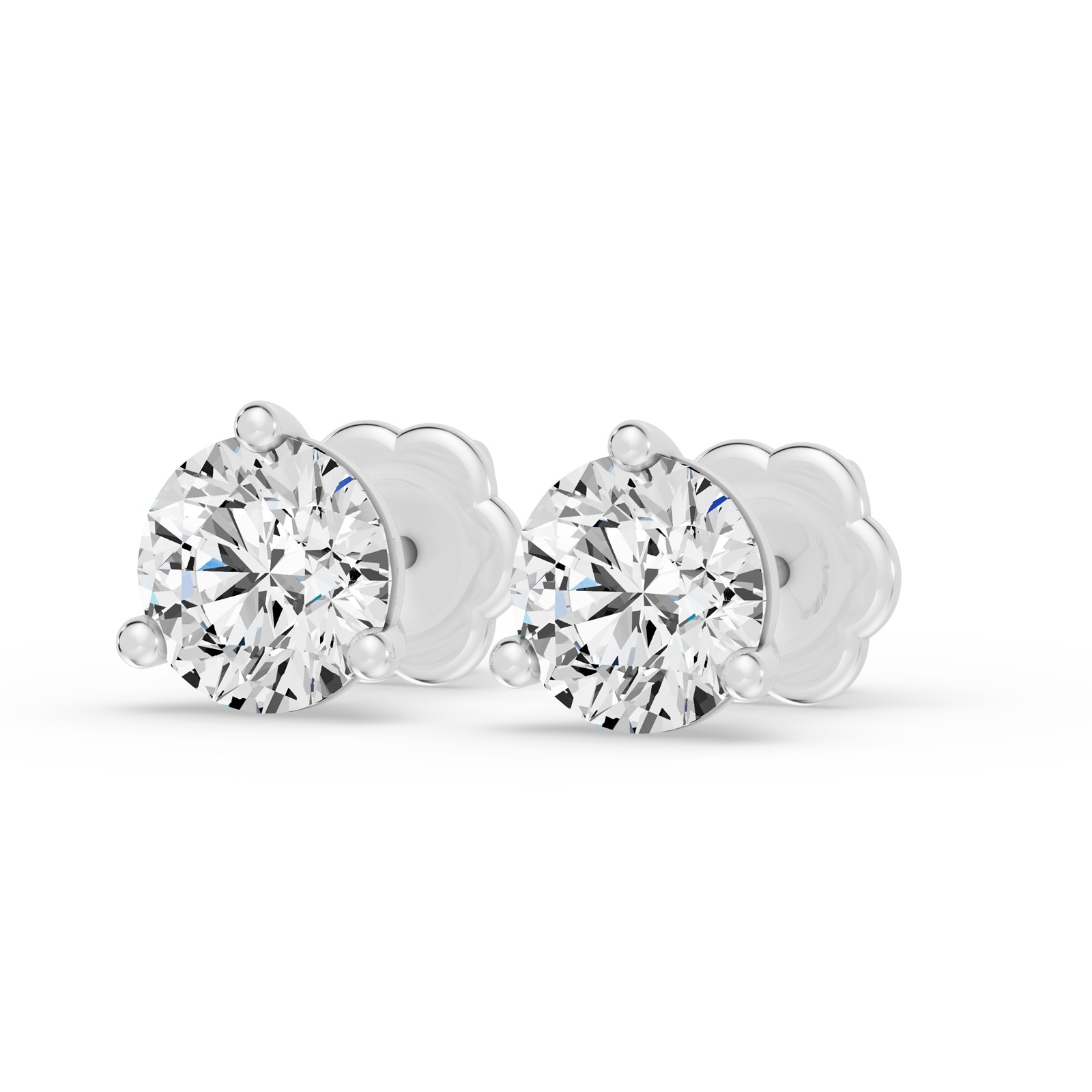 18K White Gold 3 Prong 3.00cttw Diamond Stud Earrings