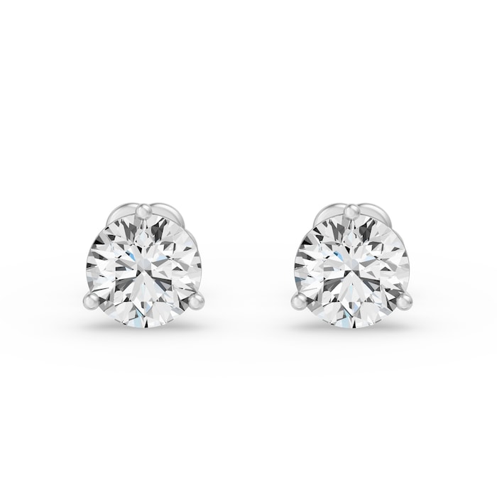 18K White Gold 3 Prong 4.00cttw Diamond Stud Earrings