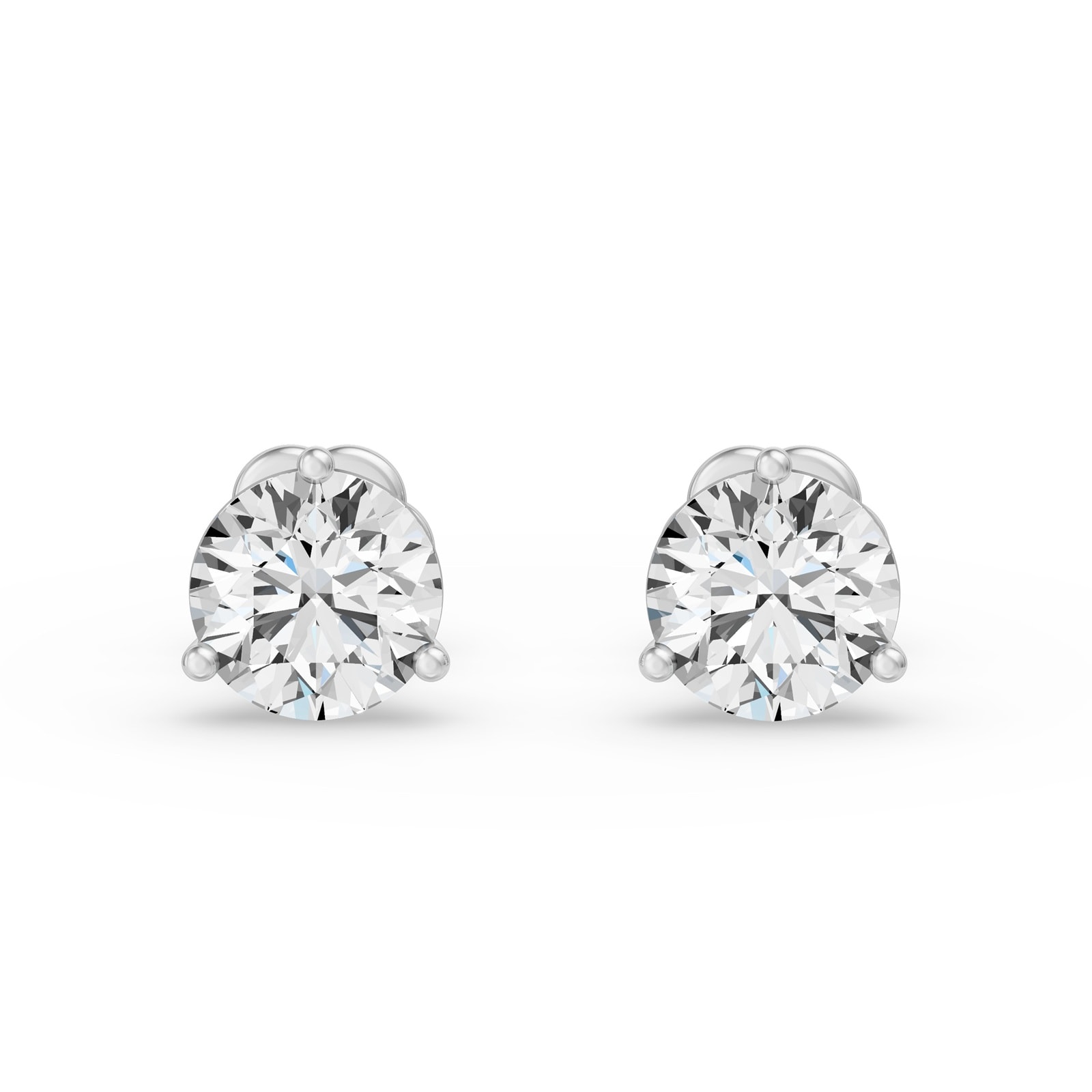 18K White Gold 3 Prong 4.00cttw Diamond Stud Earrings