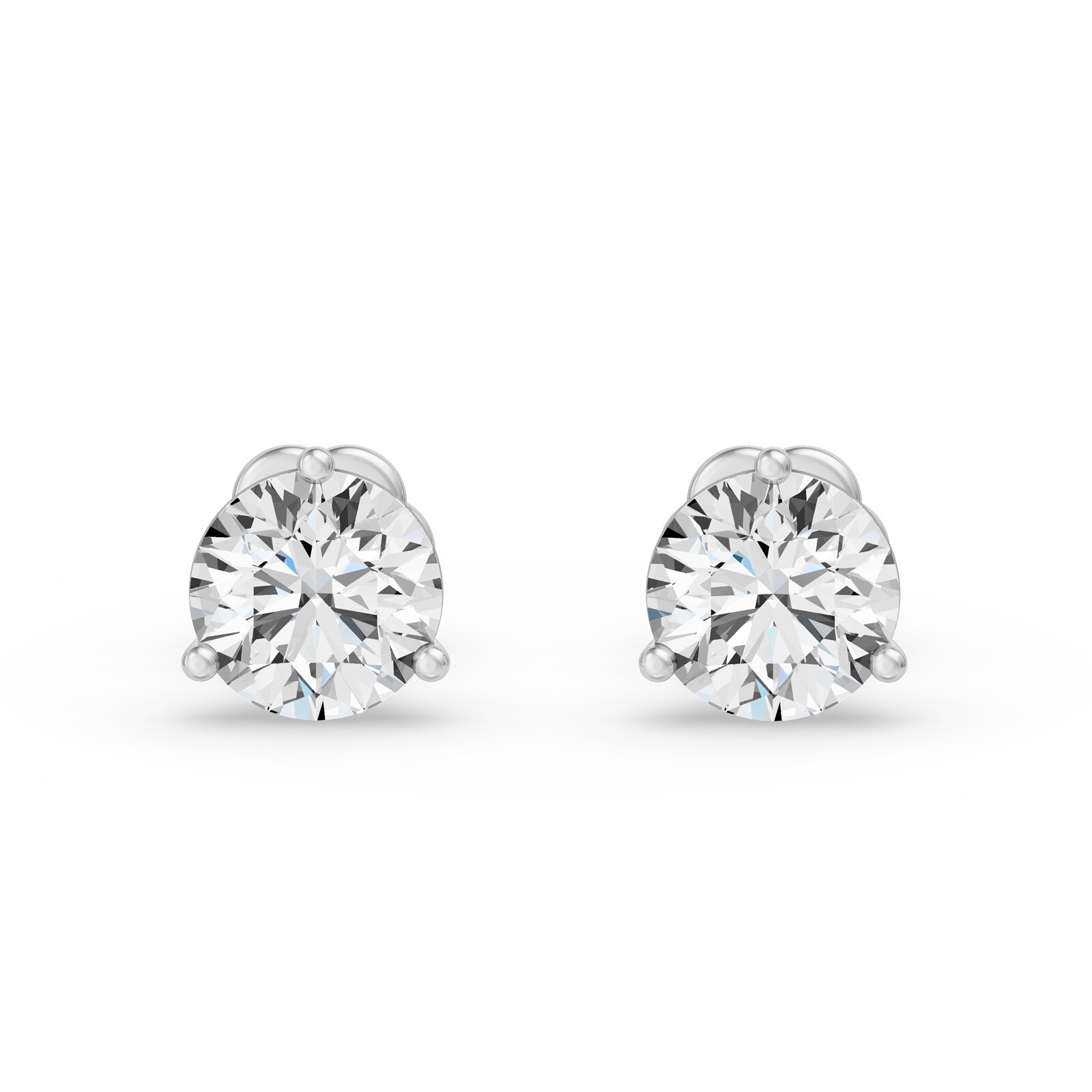 18K White Gold 3 Prong 4.00cttw Diamond Stud Earrings