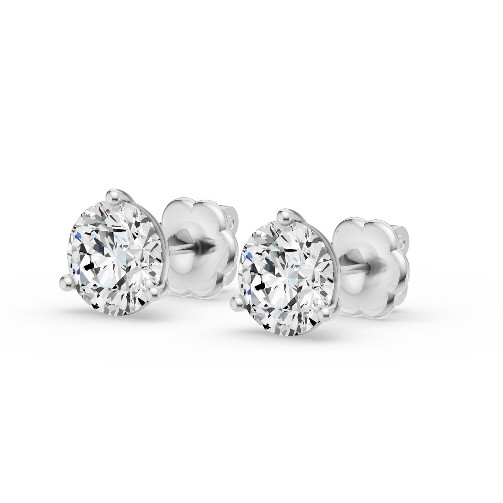 18K White Gold 3 Prong 4.00cttw Diamond Stud Earrings