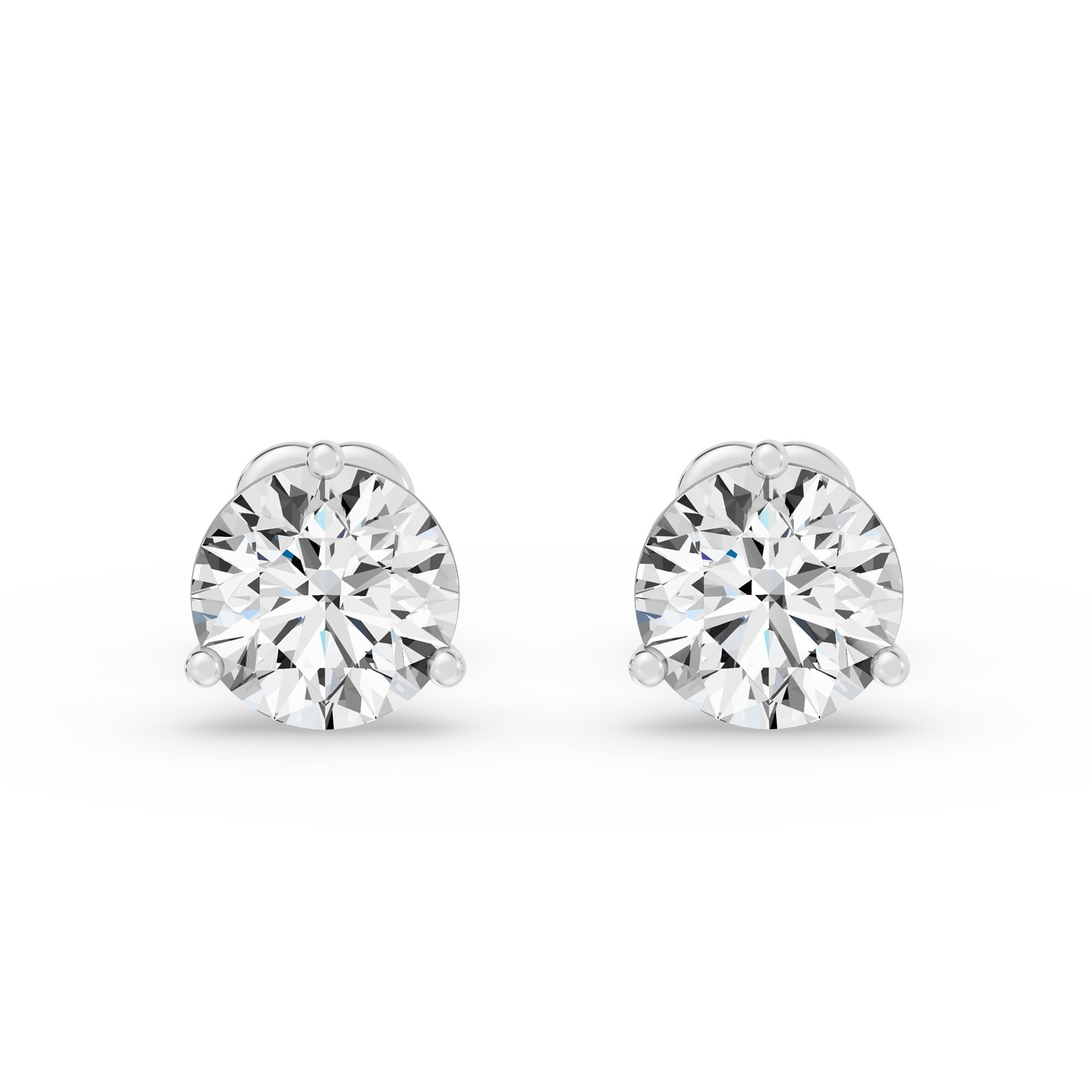 18K White Gold 3 Prong 5.00cttw Diamond Stud Earrings