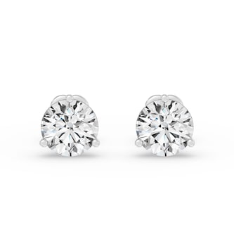  18K White Gold 3 Prong 5.00cttw Diamond Stud Earrings