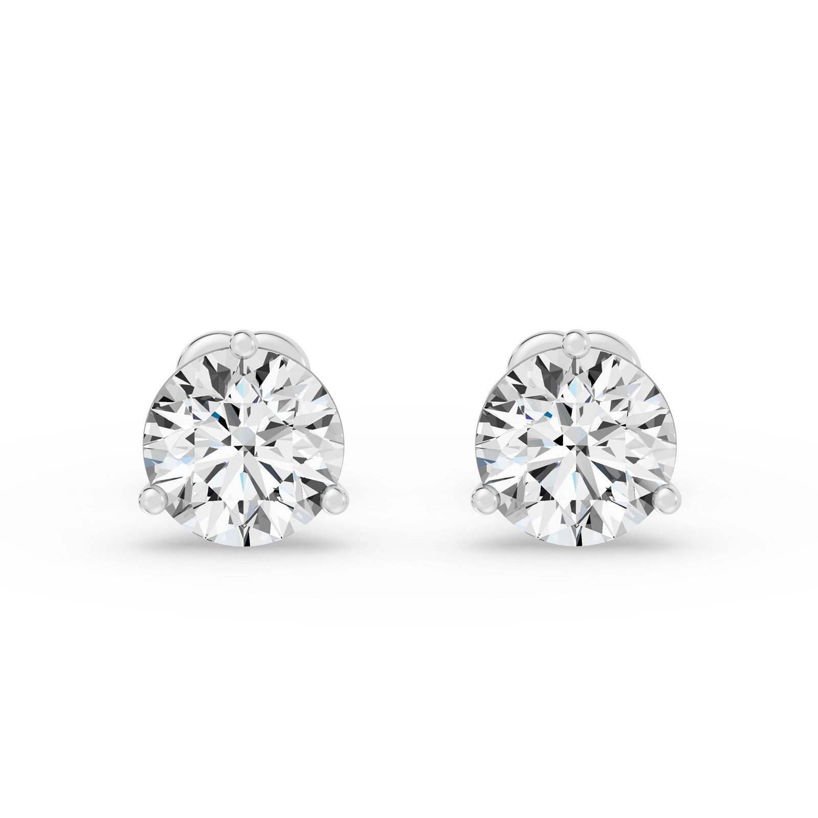 18K White Gold 3 Prong 5.00cttw Diamond Stud Earrings