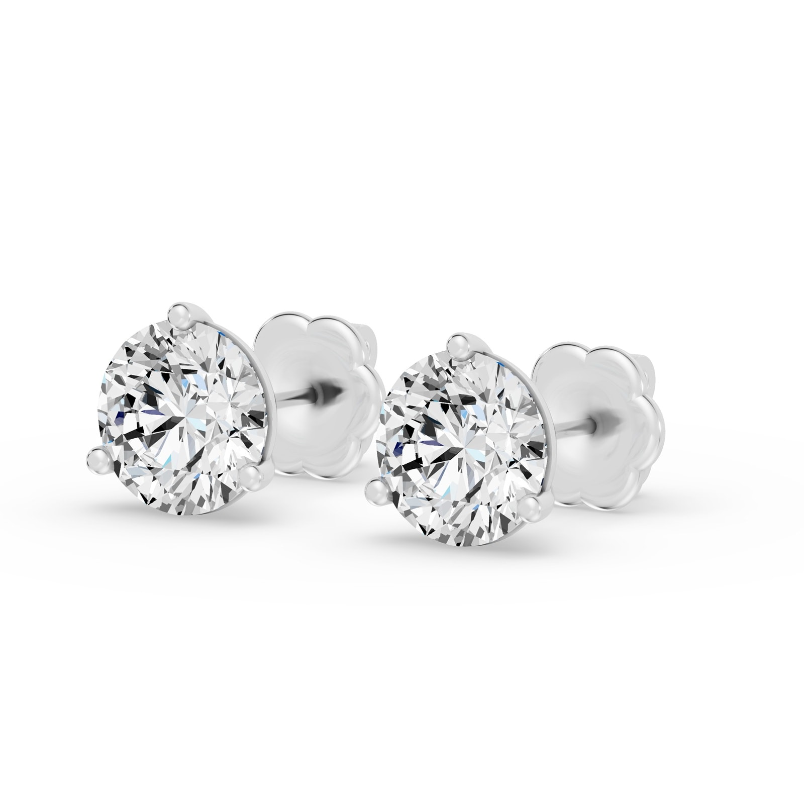 18K White Gold 3 Prong 5.00cttw Diamond Stud Earrings