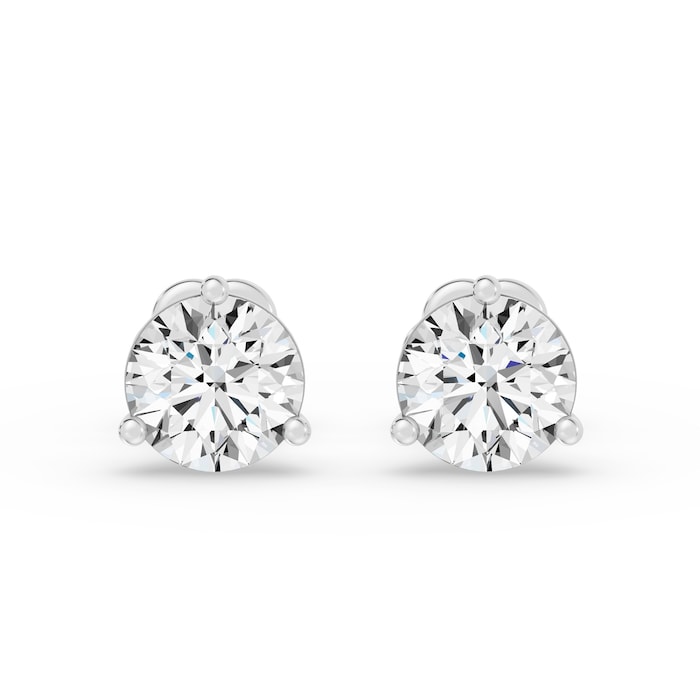 18K White Gold 3 Prong 6.00cttw Diamond Stud Earrings