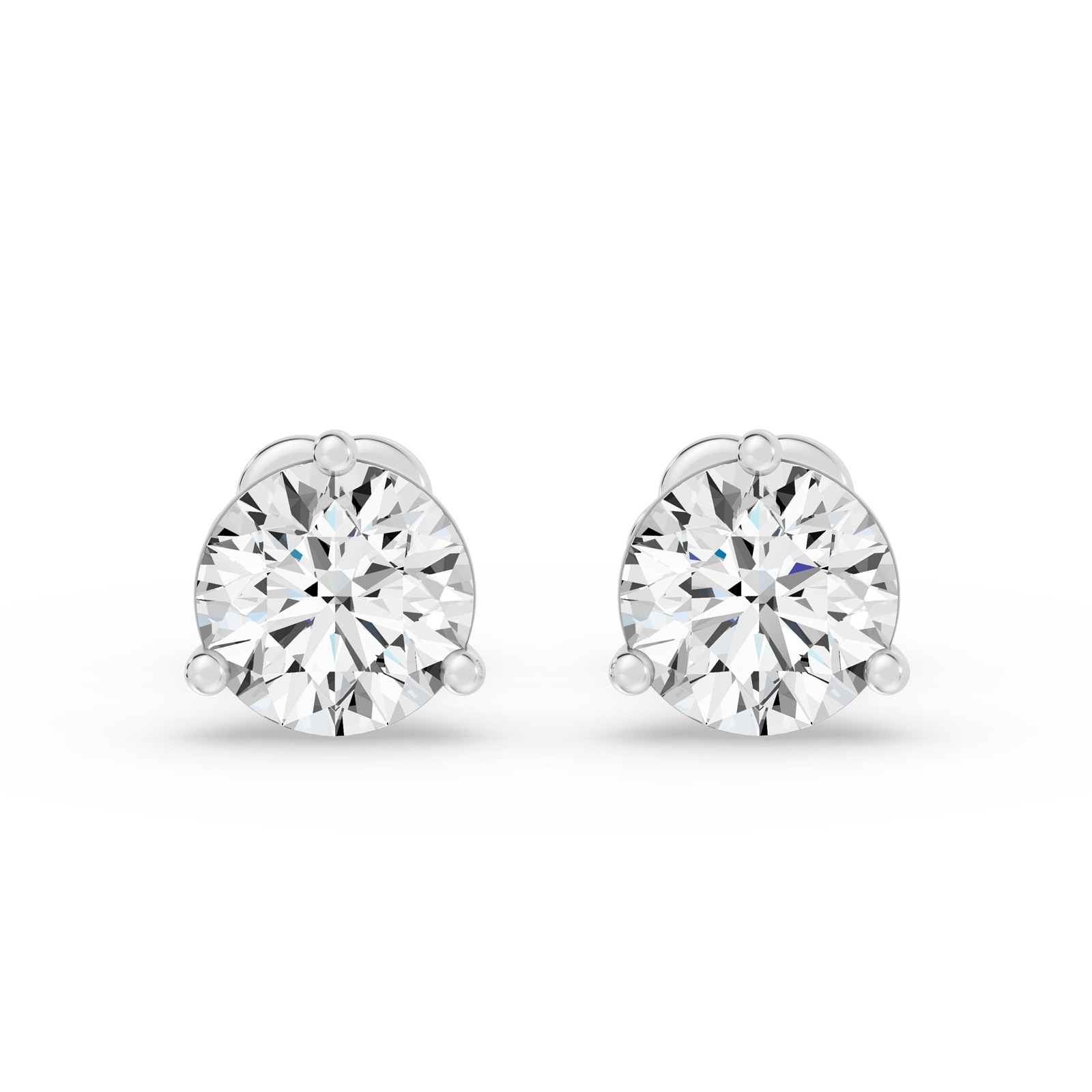 18K White Gold 3 Prong 6.00cttw Diamond Stud Earrings
