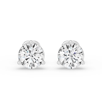  18K White Gold 3 Prong 6.00cttw Diamond Stud Earrings