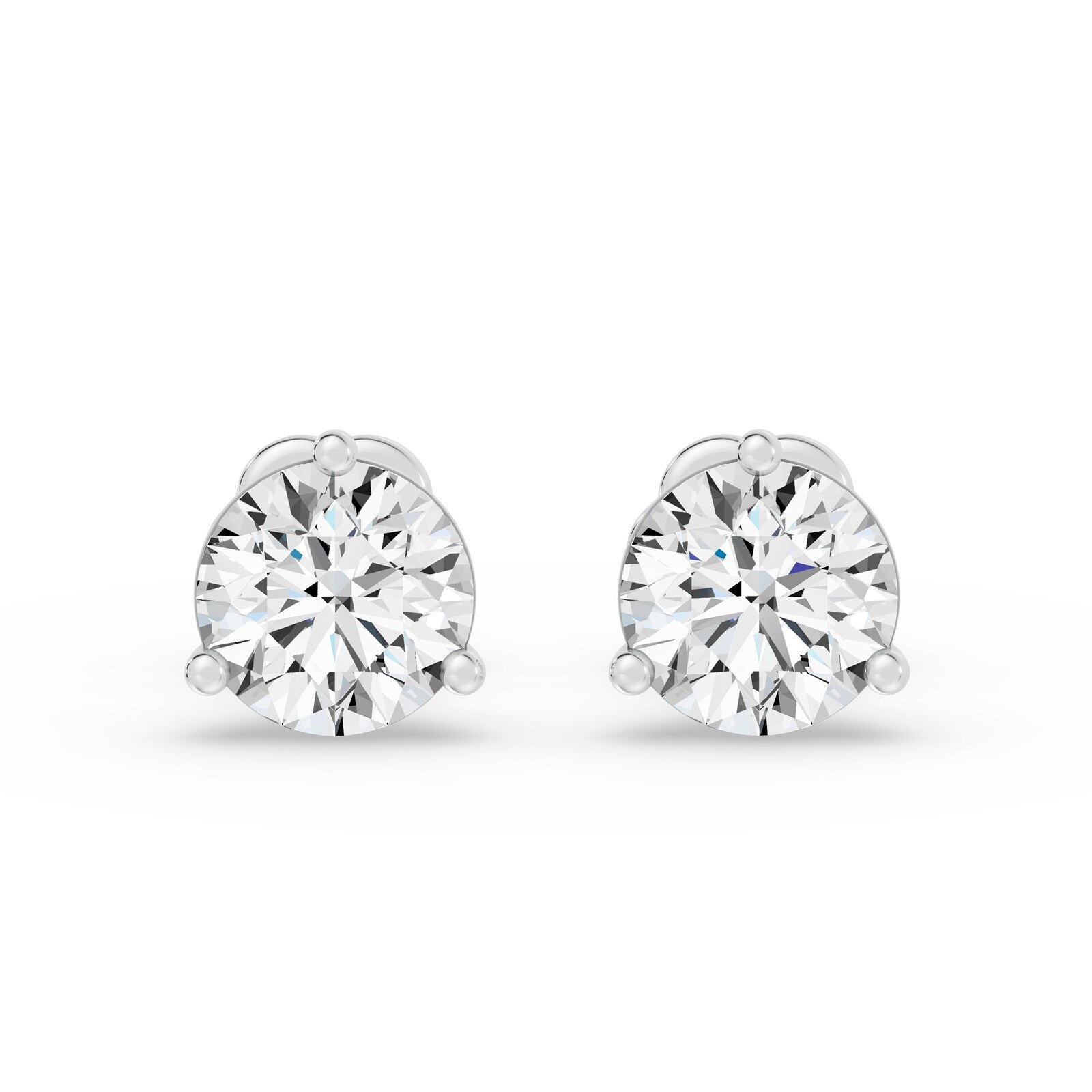 18K White Gold 3 Prong 6.00cttw Diamond Stud Earrings
