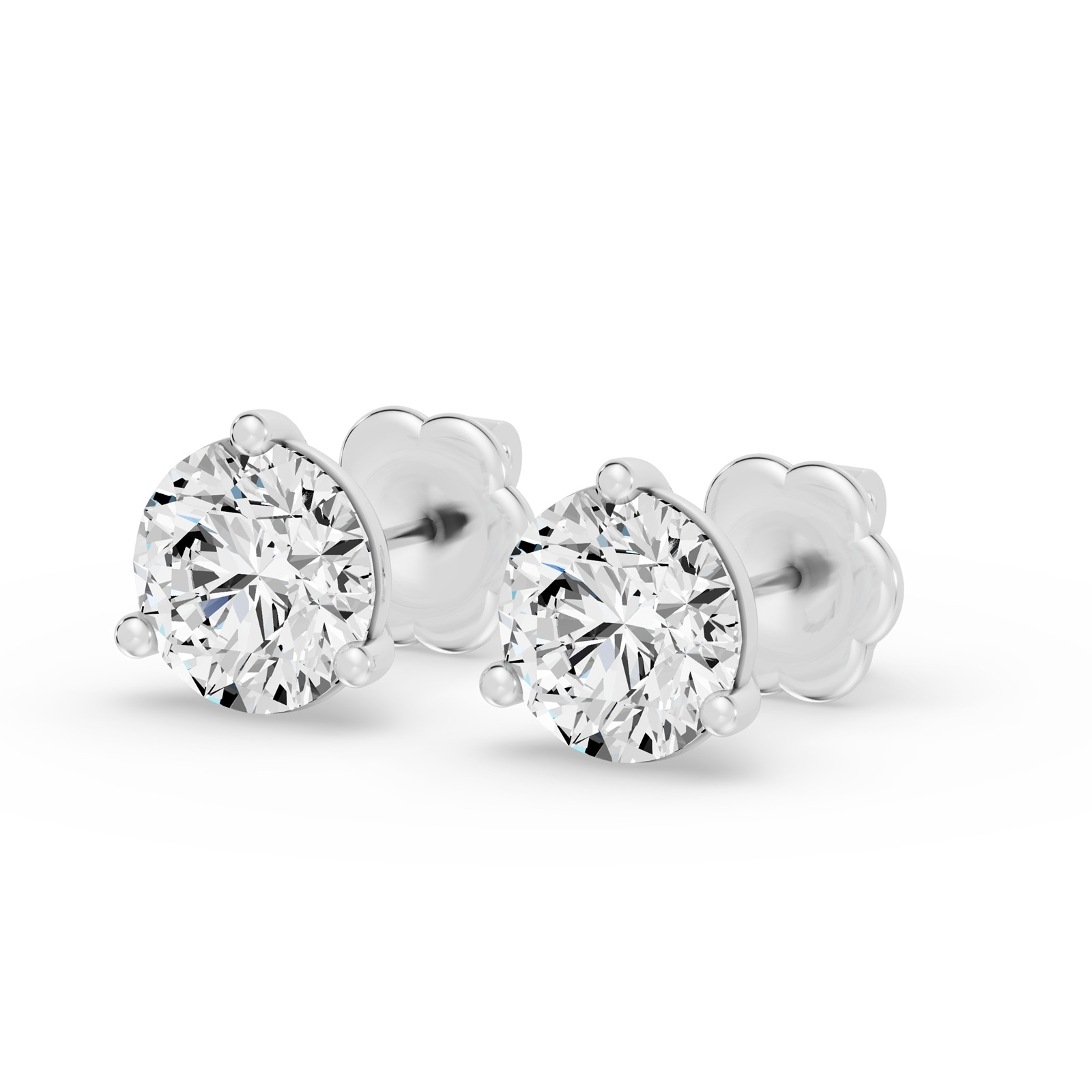 18K White Gold 3 Prong 6.00cttw Diamond Stud Earrings