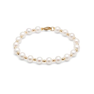 Best Luxury 
9ct Yellow Gold Bead 
Pearl Bracelet Strand 7-7.5mm