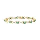 Goldsmiths 9ct Yellow Gold Emerald and Diamond Bracelet