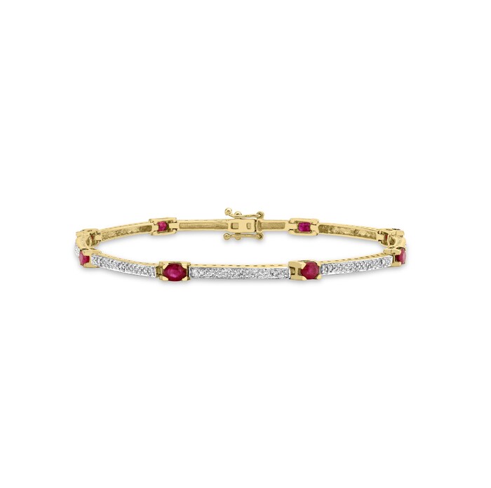 Goldsmiths 9ct Yellow Gold Ruby Tennis Bracelet