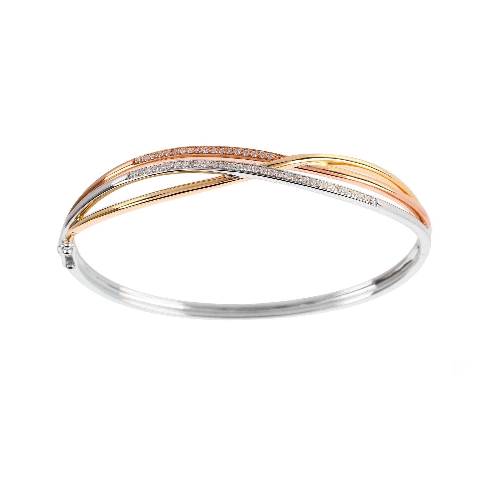 Goldsmiths 9ct Tri Tone 0.33ct Diamond Bangle