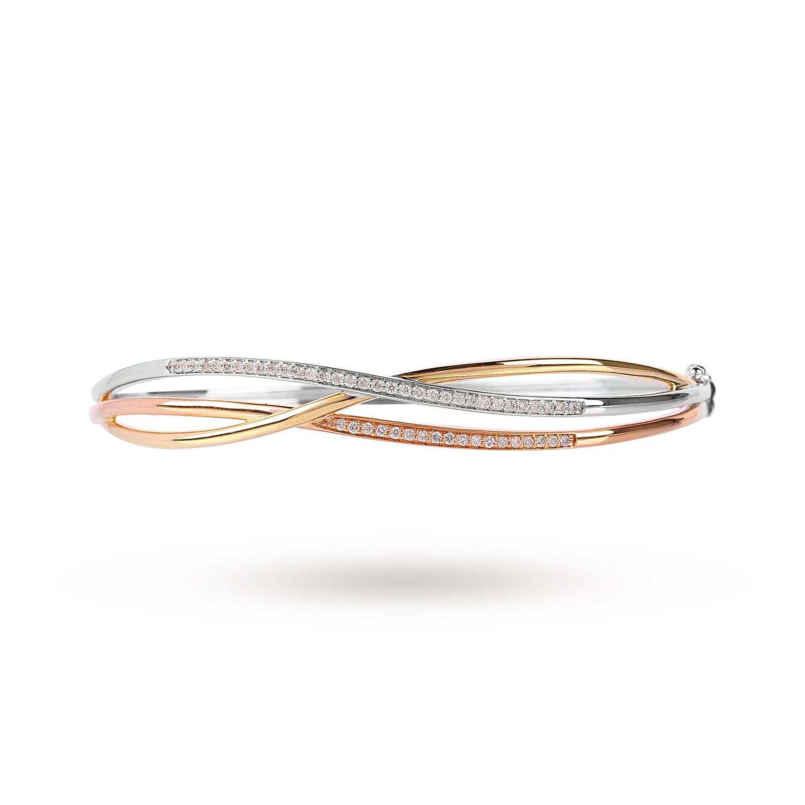 Goldsmiths 9ct Tri Tone 0.33ct Diamond Bangle