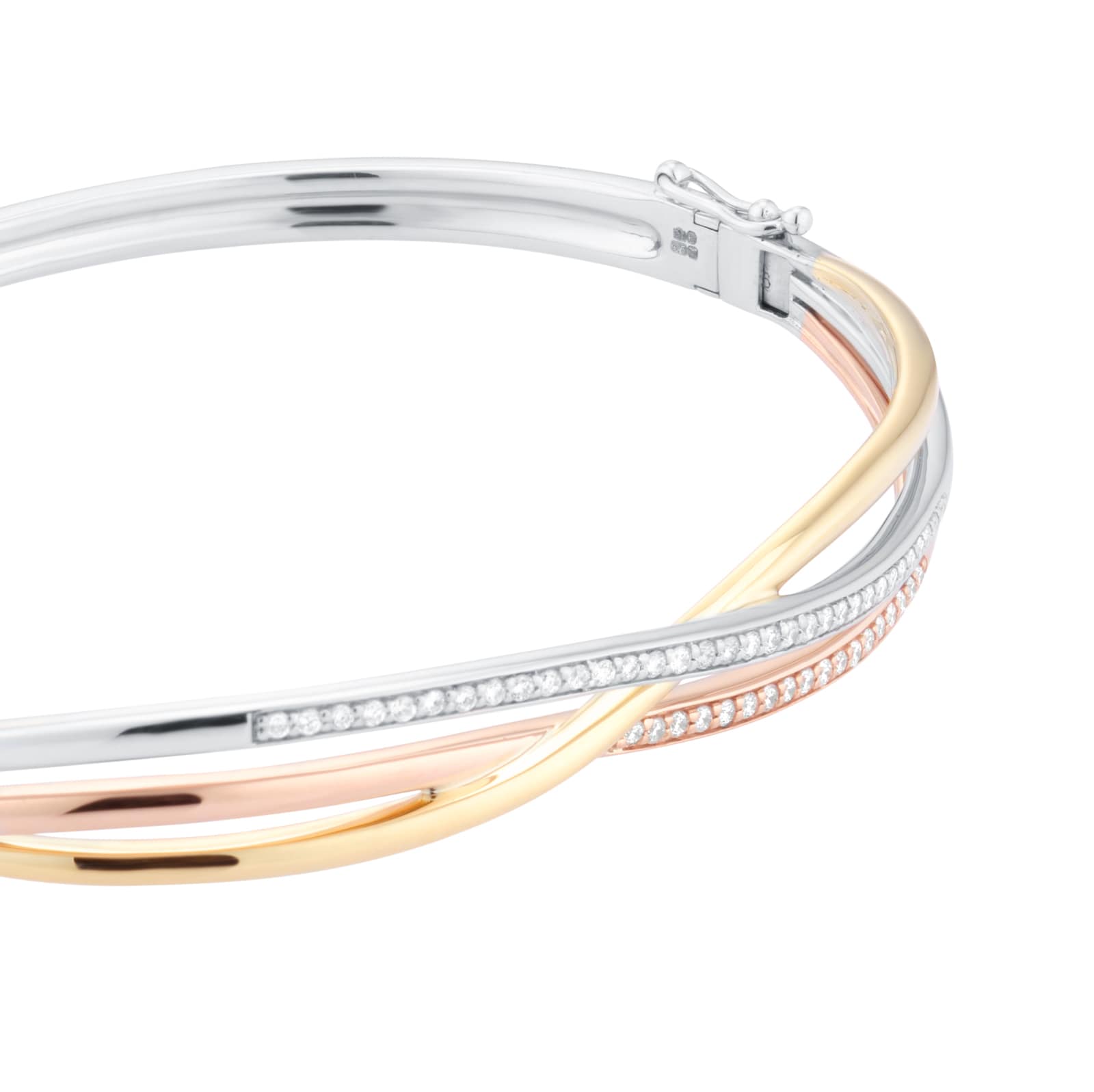 Goldsmiths 9ct Tri Tone 0.33ct Diamond Bangle