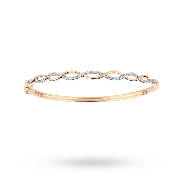 Goldsmiths 9ct Yellow Gold 0.25ct Diamond Interlace Bangle