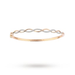 12110739 - 9ct Yellow Gold 0.25ct Diamond Interlace Bangle