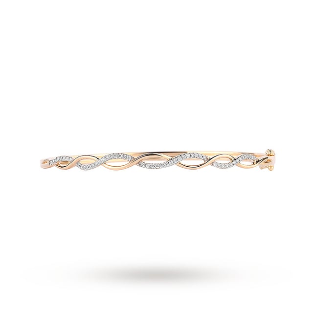 Goldsmiths 9ct Yellow Gold 0.25ct Diamond Interlace Bangle