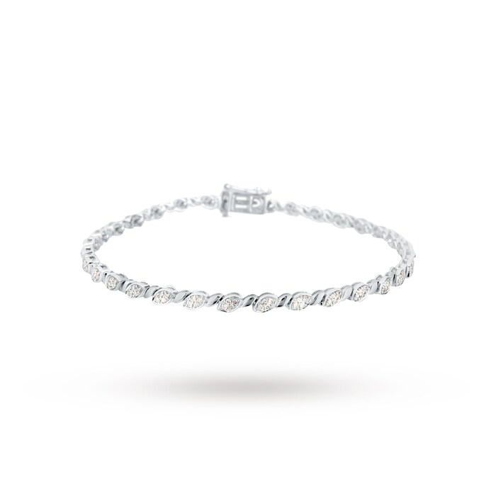 Goldsmiths 9ct White Gold 0.50cttw Cluster Line Bracelet