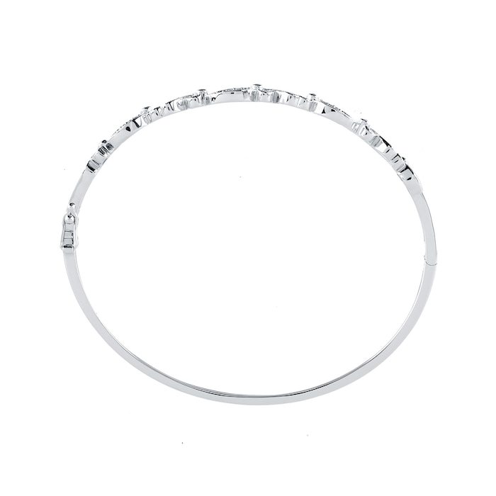 Goldsmiths 9ct White Gold 0.15 Carat Total Weight Diamond Leaf Bangle