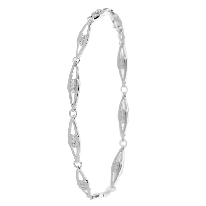 Goldsmiths 9ct White Gold 0.25ct Oval Link Diamond Bracelet