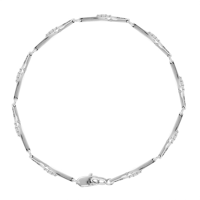 Goldsmiths 9ct White Gold 0.25ct Oval Link Diamond Bracelet