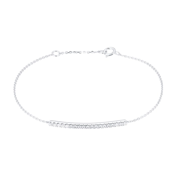 Goldsmiths 9ct White Gold 0.20cttw Diamond Bar Bracelet