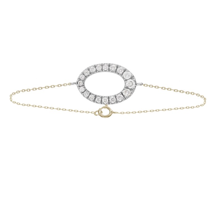 Goldsmiths 9ct Bicolour Gold 0.40cttw Diamond Oval Claw Set Bracelet