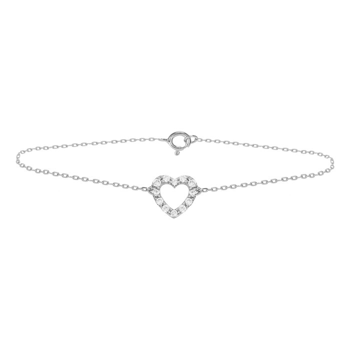 Goldsmiths 9ct White Gold 0.13ct Diamond Heart Bracelet