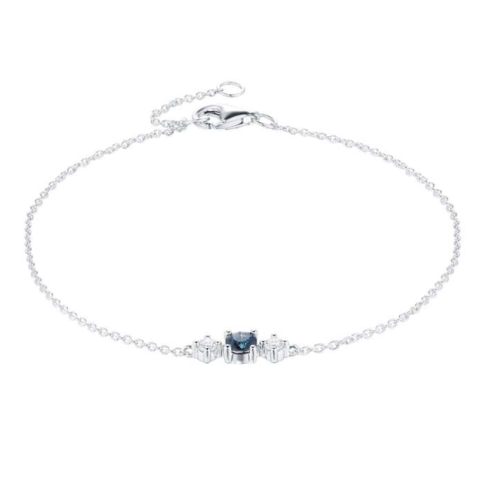 Mappin & Webb Carrington 18ct White Gold Sapphire & Diamond Single Cluster Bracelet