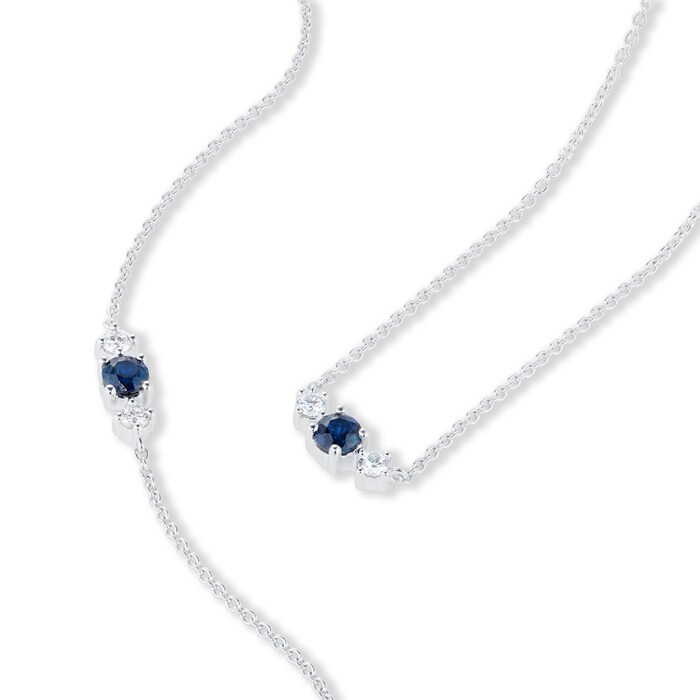 Mappin & Webb Carrington 18ct White Gold Sapphire & Diamond Single Cluster Bracelet