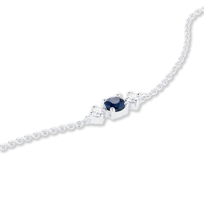 Mappin & Webb Carrington 18ct White Gold Sapphire & Diamond Single Cluster Bracelet