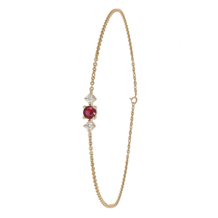 Mappin & Webb Carrington 18ct Yellow Gold Ruby & Diamond Single Cluster Bracelet