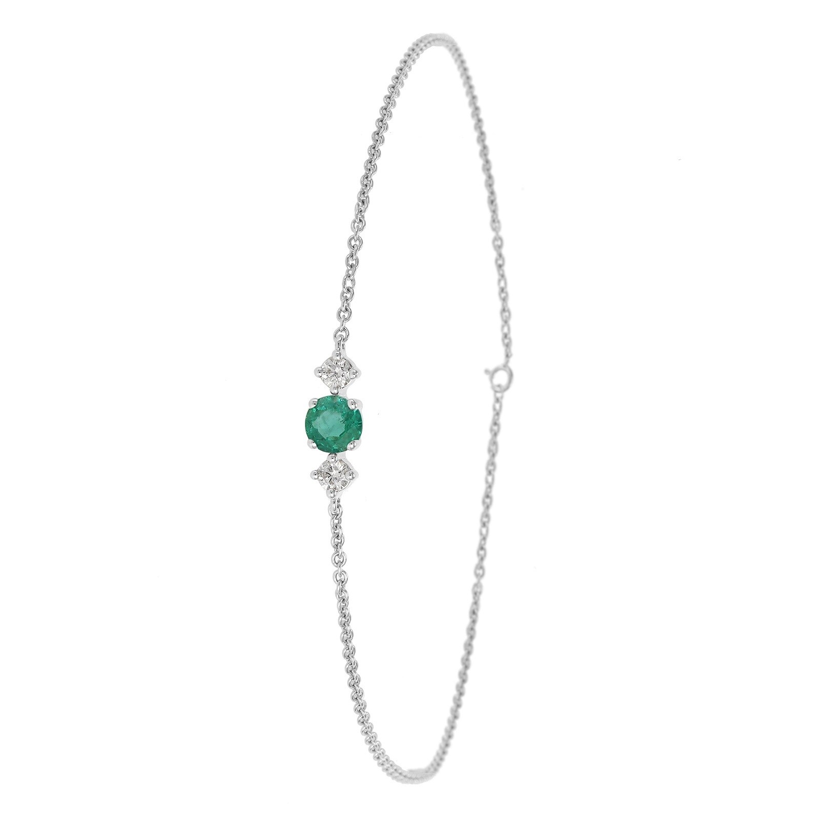 Mappin & Webb Carrington 18ct White Gold Emerald & Diamond Single Cluster Bracelet