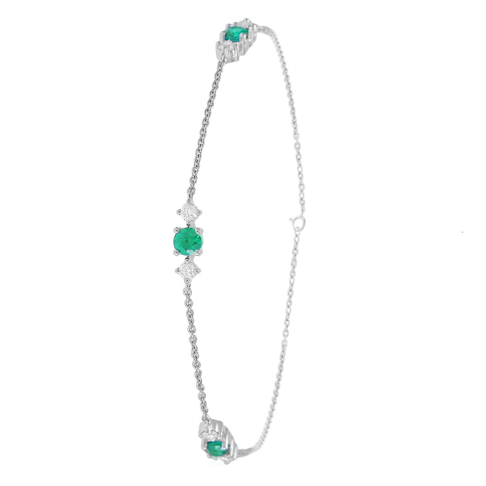 Mappin & Webb Carrington 18 White Gold Emerald & Diamond 3 Cluster Bracelet Mappin & Webb Carrington 18 White Gold Emerald & Diamond 3 Cluster Bracelet