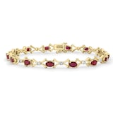 Goldsmiths 9ct Yellow Gold Ruby & Diamond Bracelet