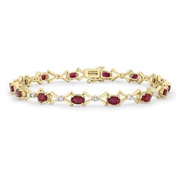 12110832 - 9ct Yellow Gold Ruby & Diamond Bracelet