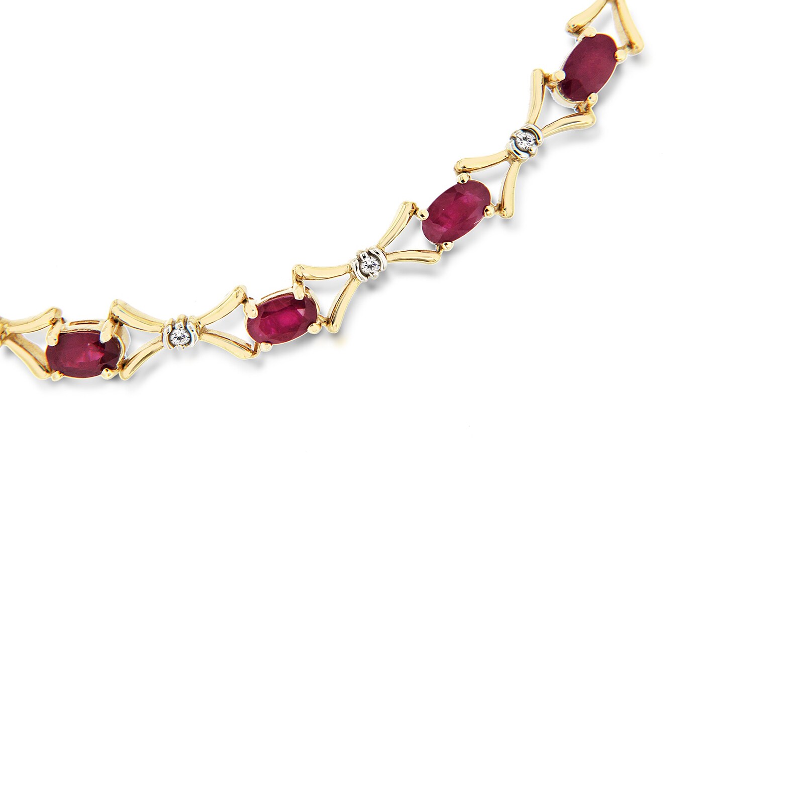 Goldsmiths 9ct Yellow Gold Ruby & Diamond Bracelet Goldsmiths 9ct Yellow Gold Ruby & Diamond Bracelet