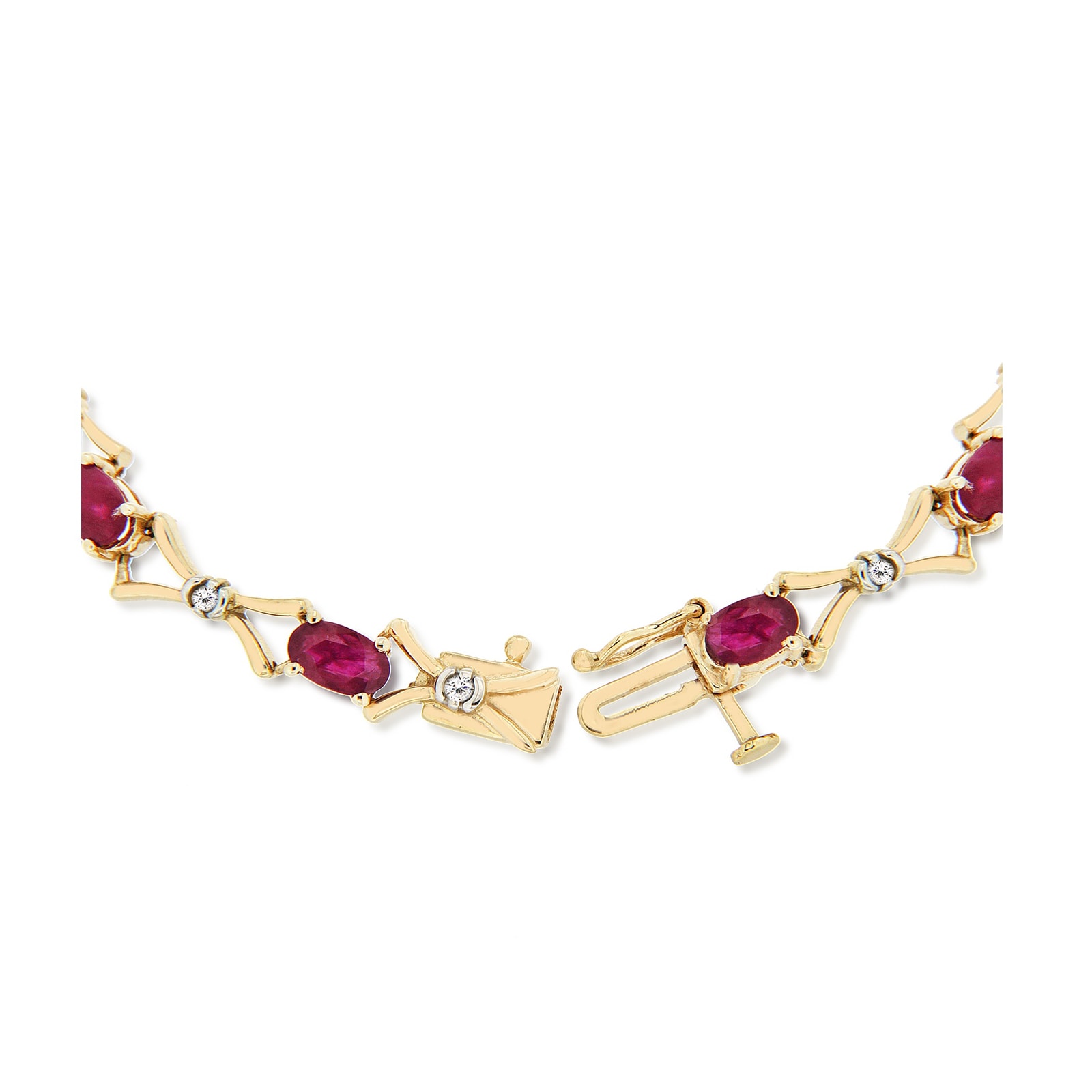 Goldsmiths 9ct Yellow Gold Ruby & Diamond Bracelet Goldsmiths 9ct Yellow Gold Ruby & Diamond Bracelet